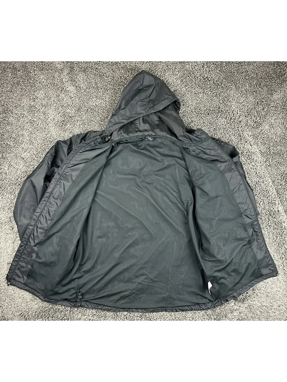 Nike Mens Team Sideline Rain Jacket Black Hooded Windbreaker Full Zip Sz XL